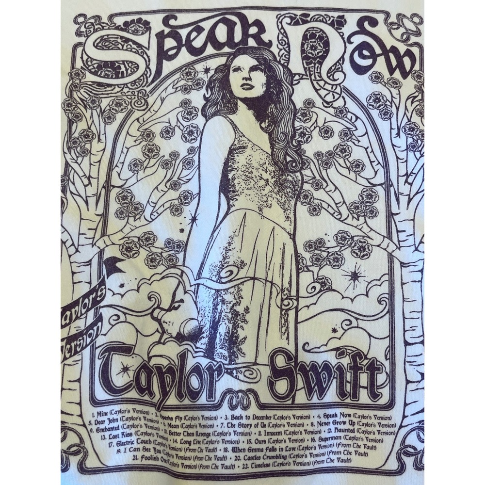 Taylor Swift Speak Now Album Graphic Sweatshirt White Crewneck‎ Long Sleeve M